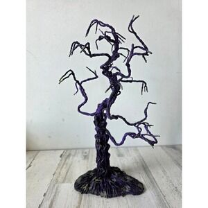 Vintage dept 56? Glitter purple large tree Halloween village decor huge dead